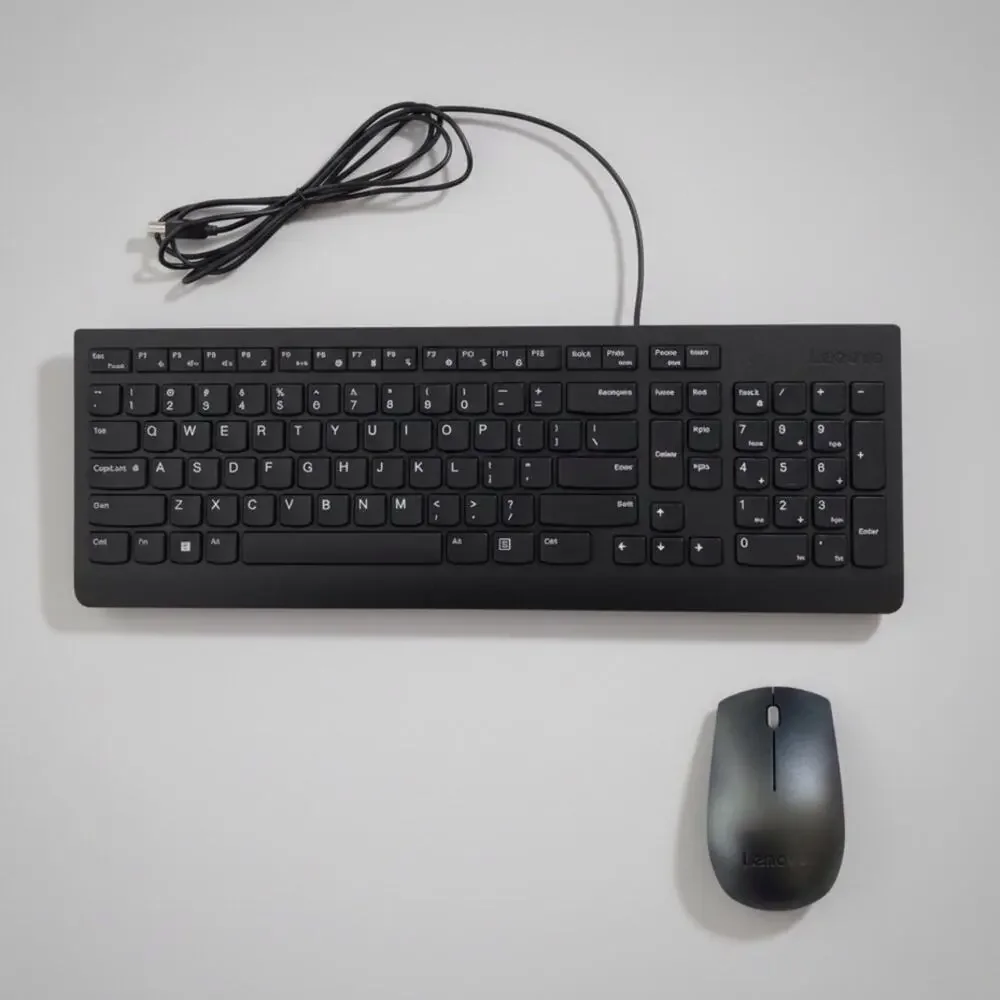 Lenovo NWOT Black Gaming Keyboard & Laser Mouse Both Wired USB
